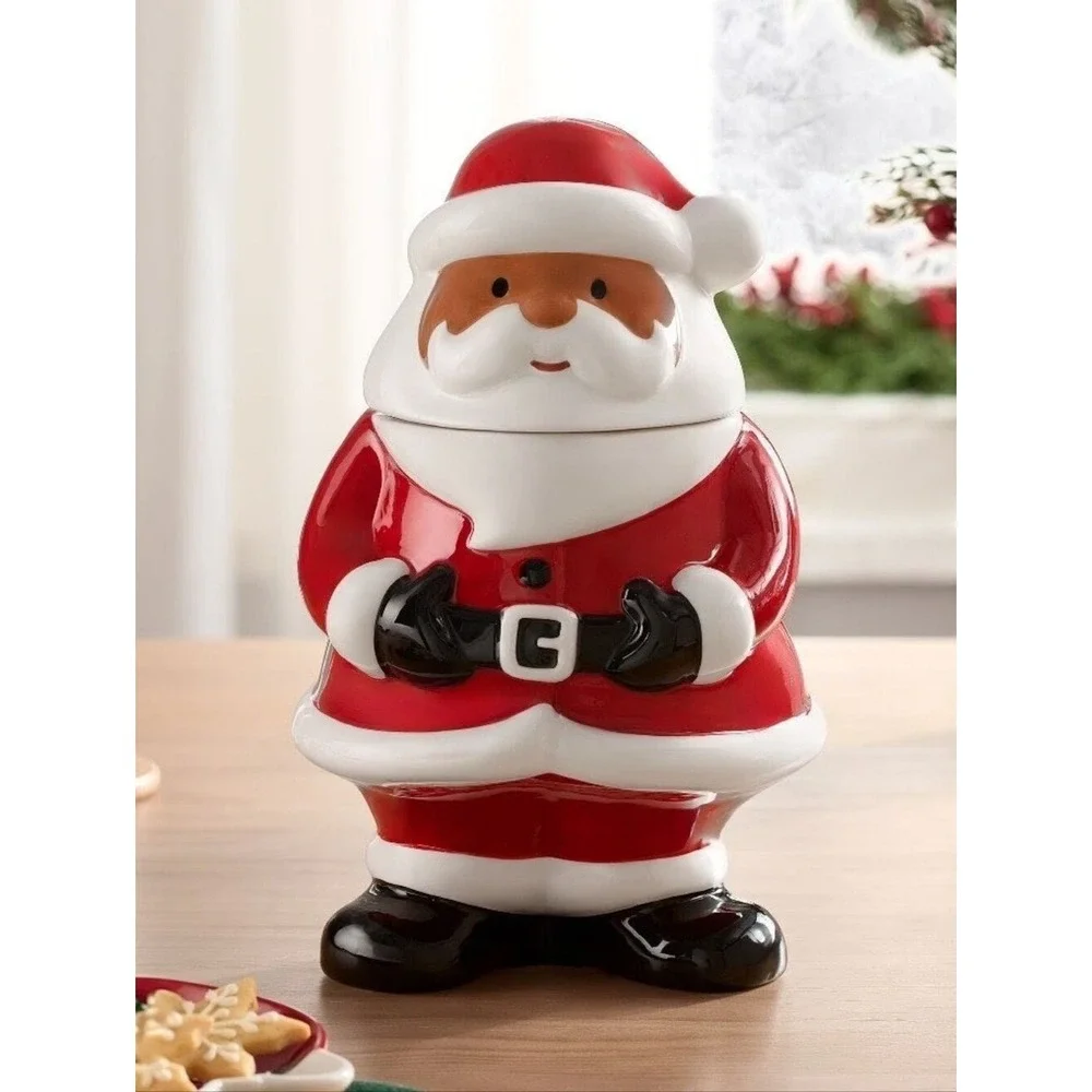 Holiday‎ Time Santa Christmas Cookie Jar Earthenware